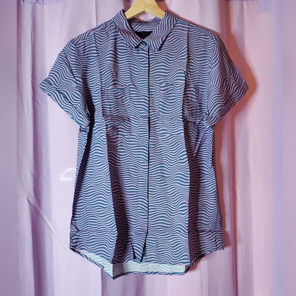 WILDFANG Button Up Short Sleeve Blouse